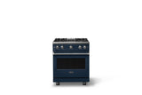 30"W. Sealed Burner Gas Range (Finish: Slate Blue, Trim: Polished Chrome, Fuel: Natural Gas)