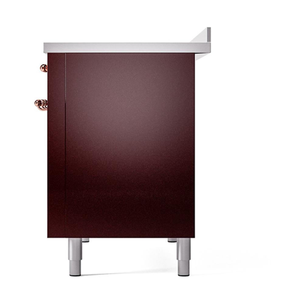 ILVE UNI486QNMPBUP Nostalgie II Noblesse 48 inch Induction Range (Solid Door, Burgundy, Copper)