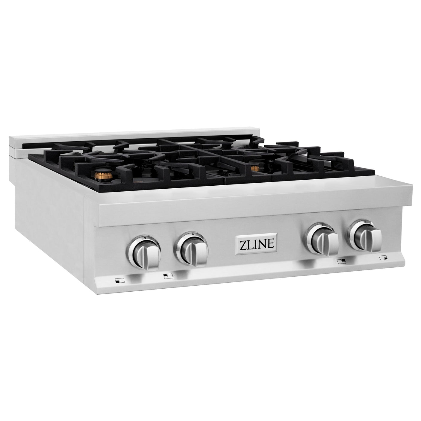 ZLINE 30 in. Porcelain Gas Stovetop with 4 Gas Burners (RT30) Available with Brass Burners [Color: Stainless Steel with Brass Burners]