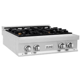 ZLINE 30 in. Porcelain Gas Stovetop with 4 Gas Burners (RT30) Available with Brass Burners [Color: Stainless Steel with Brass Burners]