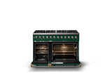 48"W. Dual Fuel Range (Burner: 8b, Finish: Ivy, Trim: Brushed Brass, Fuel: Propane)