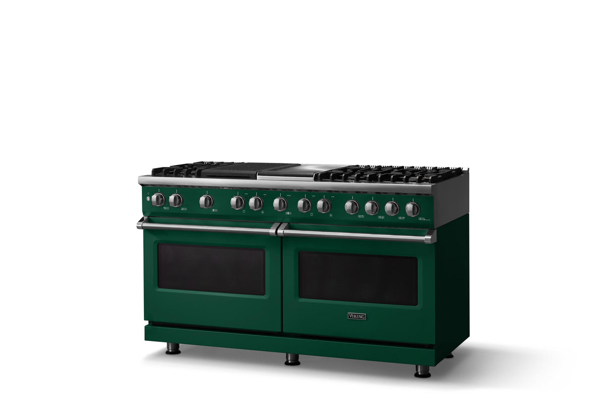 60"W.Dual Fuel Range (Finish: Ivy, Trim: Polished Chrome, Fuel: Natural Gas)