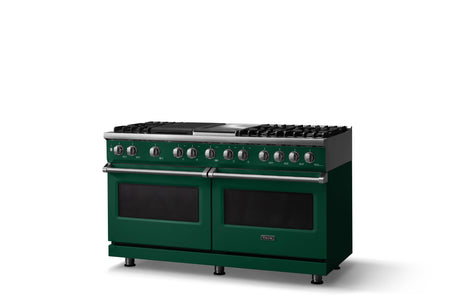 60"W.Dual Fuel Range (Finish: Ivy, Trim: Polished Chrome, Fuel: Natural Gas)