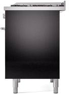 Professional Plus II 40 Inch Dual Fuel Natural Gas Freestanding Range in Glossy Black with Trim
