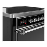 ILVE UMIB36QNR3BKC Majestic III 36 inch Induction Range with 6 Elements, 3.5 cu. ft. Total Oven Capacity (Solid Door, Glossy Black, Chrome)