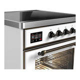 ILVE UMIB30NR3WHB Majestic III 30 inch Induction Range with 4 Elements, 4 cu. ft. Oven Capacity (Triple Glass Door, White, Burnished)