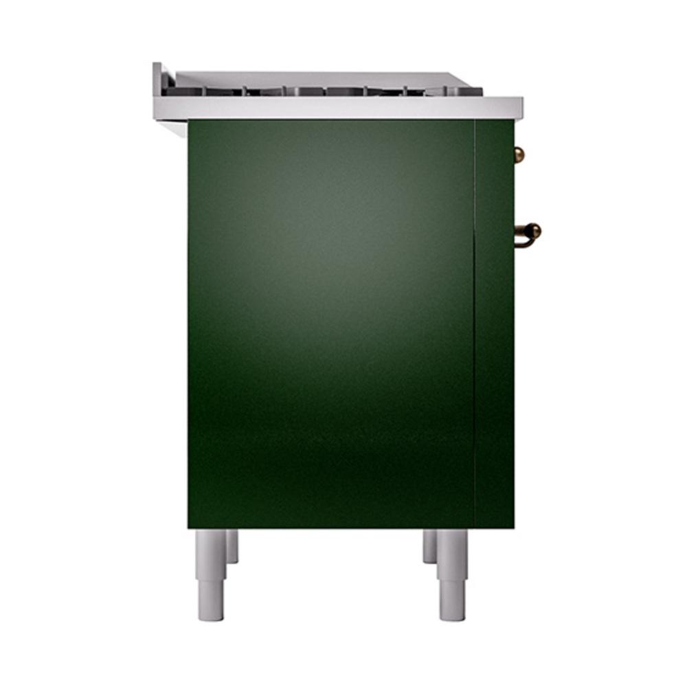 ILVE UN36FQNMPEGB Nostalgie II Noblesse 36 inch Dual Fuel Range (Natural Gas, Solid Door, Emerald Green, Burnished)