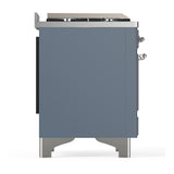 ILVE UMD40FNR3BGC Majestic III 40 inch Dual Fuel Range with 6 Burners and Griddle, Dual Function Burner up to 25,000 BTU (Natural Gas, Triple Glass Door, Blue Grey, Chrome)