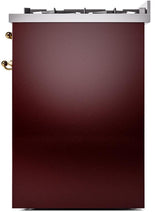 Nostalgie II 30 Inch Dual Fuel Natural Gas Freestanding Range in Burgundy with Brass Trim