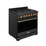 36 Inch Professional Liquid Propane Range With Precision Knob In Black and Bronze  Gordon Ramsay Series