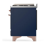 ILVE UM60FSNR3MBPLP Majestic III 60 inch Dual Fuel Range with 7 Burners, Griddle and French Top, Dual Function Burner with up to 25,000 BTU (Liquid Propane, Triple Glass Door, Midnight Blue, Copper)