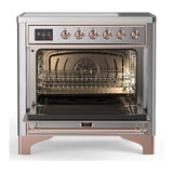 ILVE UMIB36NR3SSP Majestic III 36 inch Induction Range with 6 Elements, 3.5 cu. ft. Total Oven Capacity (Triple Glass Door, Stainless Steel, Copper)