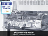 Bespoke 22 cu. ft. Counter Depth 4-Door French Door Refrigerator with Zero Clearance Fit & Food Showcase Door in White Glass