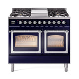 ILVE UND40FNMPMBCLP Nostalgie II Noblesse 40 inch Dual Fuel Range (Liquid Propane, Triple Glass Door, Midnight Blue, Chrome)