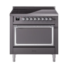 ILVE UNI366QNMPMGC Nostalgie II Noblesse 36 inch Induction Range (Solid Door, Graphite Matte, Chrome)