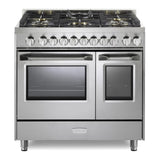 Verona VUFSGG365DSS 36 inch Ultima Collection Double Oven Gas Range with 5 Brass Burners, 4.1 cu. ft. Oven Total Capacity