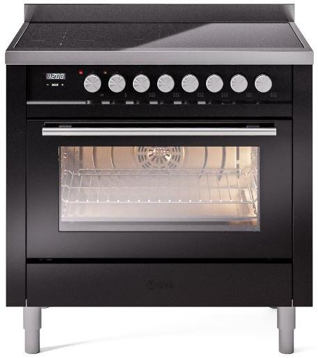 Professional Plus II 36 Inch Electric Freestanding Range in Glossy Black with Trim