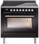 Professional Plus II 36 Inch Electric Freestanding Range in Glossy Black with Trim
