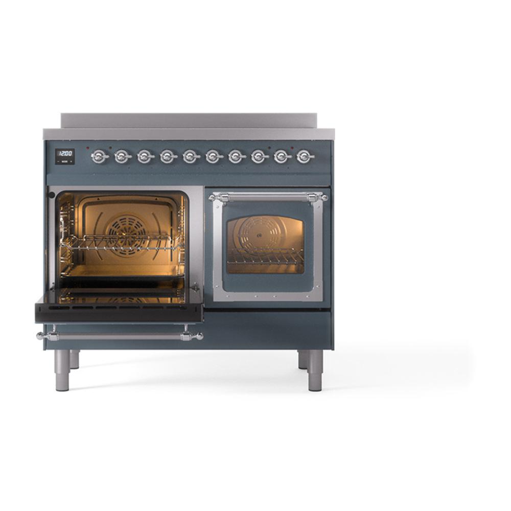 ILVE UNDI406NMPBGC Nostalgie II Noblesse 40 inch Induction Range (Triple Glass Door, Blue Grey, Chrome)