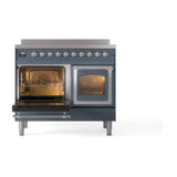 ILVE UNDI406NMPBGC Nostalgie II Noblesse 40 inch Induction Range (Triple Glass Door, Blue Grey, Chrome)