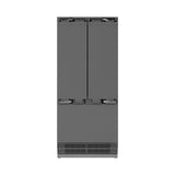 ZLINE Autograph Edition 36 in. 19.6 cu. ft. Panel Ready French Door Built-In Bottom Freezer Refrigerator with Water Dispenser and Ice Maker with Stainless Steel Interior and Matte Black Accents (SRBIVZ-36-MB)