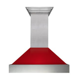 ZLINE Ducted DuraSnow Stainless Steel Range Hood with Red Gloss Shell (8654RG)