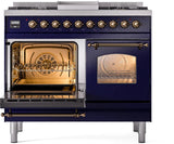 Nostalgie II 40 Inch Dual Fuel Natural Gas Freestanding Range in Blue with Bronze Trim