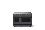 48"W. Induction Range (Finish: Cast Black, Trim: Brushed Brass)