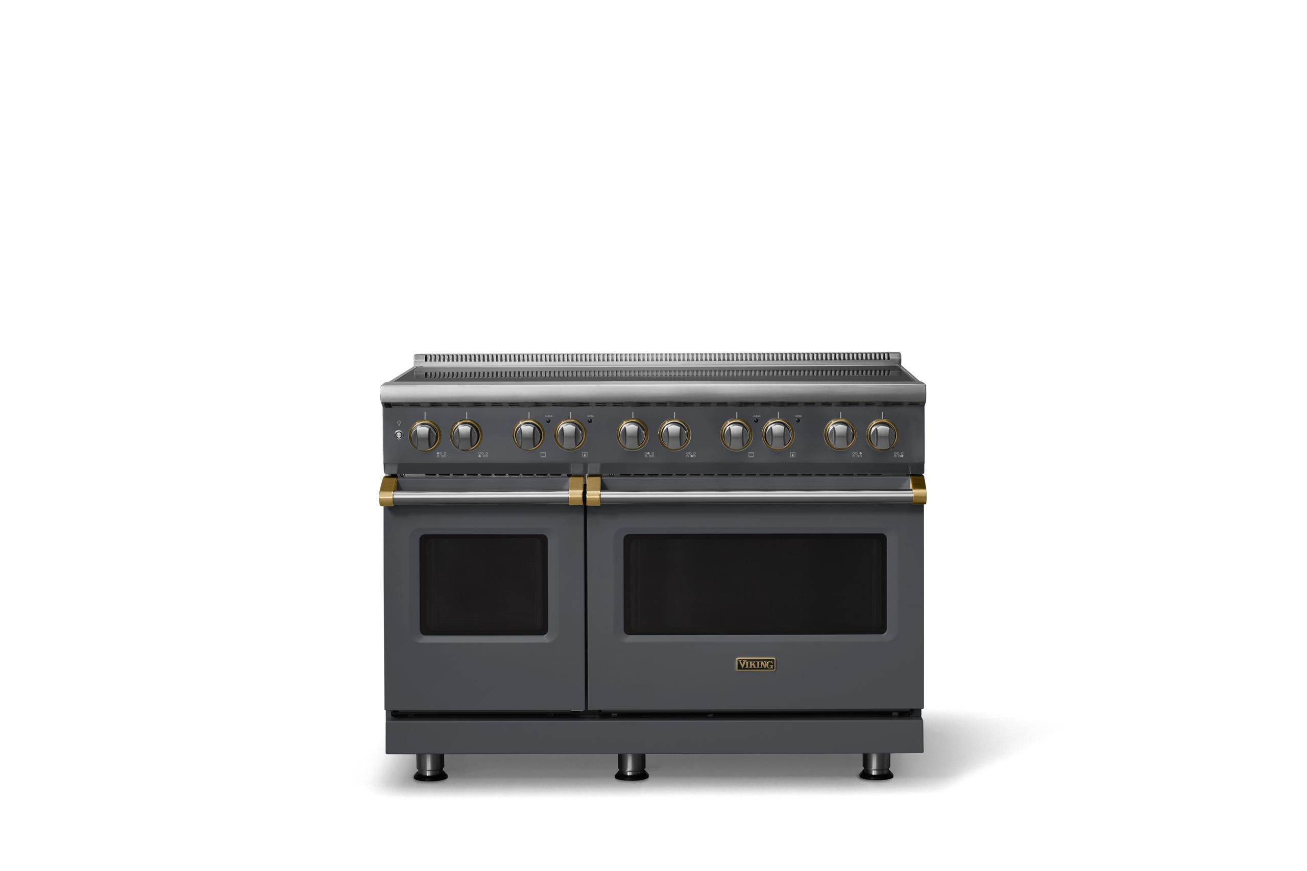 48"W. Induction Range (Finish: Cast Black, Trim: Brushed Brass)