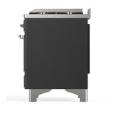 ILVE UMD40FQNR3MGC Majestic III 40 inch Dual Fuel Range with 6 Burners and Griddle, Dual Function Burner up to 25,000 BTU (Natural Gas, Solid Door, Graphite Matte, Chrome)