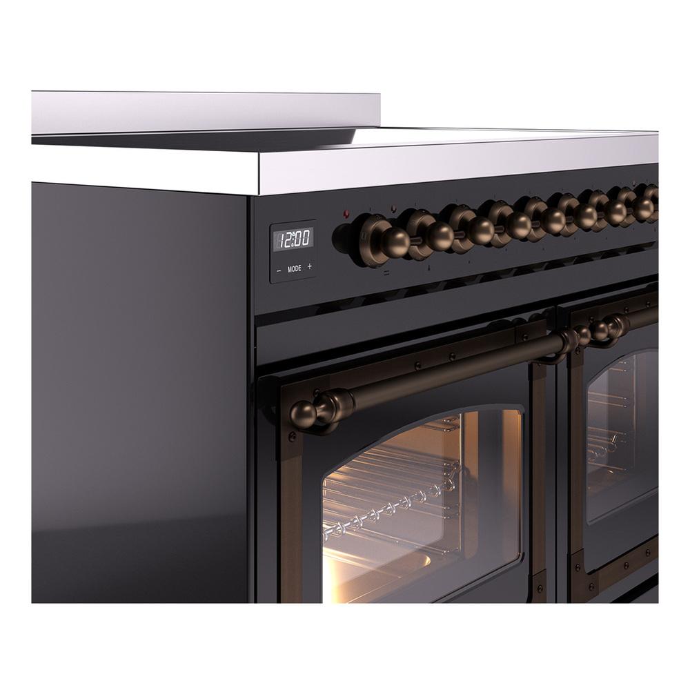 ILVE UNDI406NMPBKB Nostalgie II Noblesse 40 inch Induction Range (Triple Glass Door, Glossy Black, Burnished)