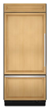 Brshd Aluminum Trim/Pnl Ready KitchenAid® 20.8 Cu. Ft. 36-Inch Width Built-In Bottom-Freezer Refrigerator, Overlay Panel-Ready