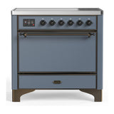 ILVE UMIB36QNR3BGB Majestic III 36 inch Induction Range with 6 Elements, 3.5 cu. ft. Total Oven Capacity (Solid Door, Blue Grey, Burnished)
