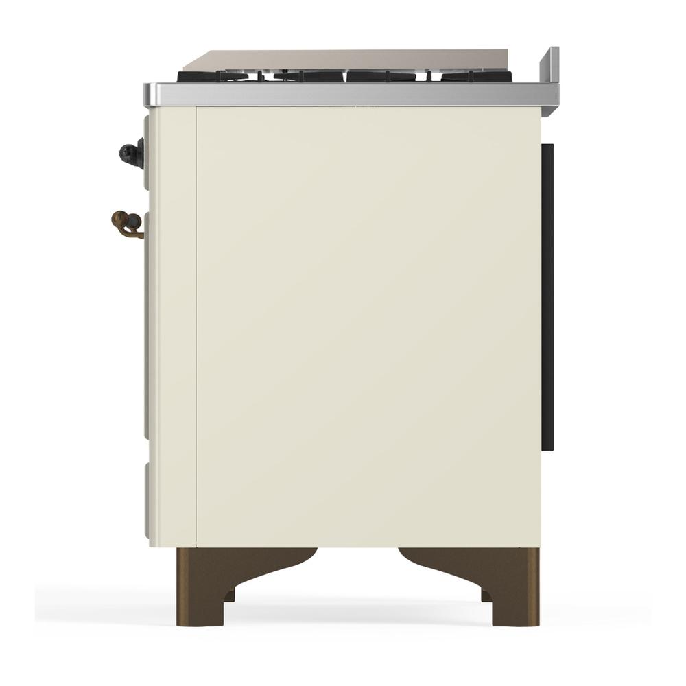 ILVE UM60FQNR3AWB Majestic III 60 inch Dual Fuel Range with 9 Burners and Griddle, Dual Function Burner up to 25,000 BTU (Natural Gas, Solid Door, Antique White, Burnished)