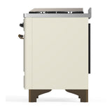 ILVE UM60FQNR3AWB Majestic III 60 inch Dual Fuel Range with 9 Burners and Griddle, Dual Function Burner up to 25,000 BTU (Natural Gas, Solid Door, Antique White, Burnished)