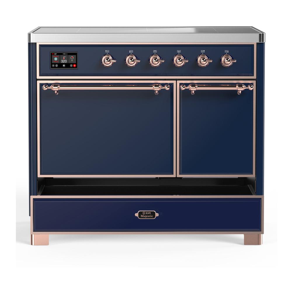 ILVE UMDIB40QNR3MBP Majestic III 40 inch Induction Range with 6 Elements, 3.82 cu. ft. Total Oven Capacity (Solid Door, Midnight Blue, Copper)