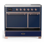 ILVE UMDIB40QNR3MBP Majestic III 40 inch Induction Range with 6 Elements, 3.82 cu. ft. Total Oven Capacity (Solid Door, Midnight Blue, Copper)