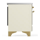 ILVE UMIB36QNR3AWG Majestic III 36 inch Induction Range with 6 Elements, 3.5 cu. ft. Total Oven Capacity (Solid Door, Antique White, Brass)
