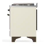 ILVE UM36FQNR3AWBLP Majestic III 36 inch Dual Fuel Range with 6 Black Brass Burners and Griddle, Dual Function Burner up to 25,000 BTU (Solid Door, Antique White, Burnished, Liquid Propane)