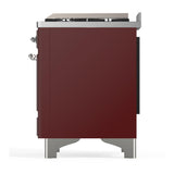 ILVE UM36FNR3BUCLP Majestic III 36 inch Dual Fuel Range with 6 Black Brass Burners and Griddle, Dual Function Burner up to 25,000 BTU (Triple Glass Door, Burgundy, Chrome, Liquid Propane)
