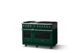 48"W. Dual Fuel Range (Burner: 6g, Finish: Ivy, Trim: Polished Chrome, Fuel: Natural Gas)