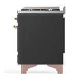 ILVE UM60FSNR3MGPLP Majestic III 60 inch Dual Fuel Range with 7 Burners, Griddle and French Top, Dual Function Burner with up to 25,000 BTU (Liquid Propane, Triple Glass Door, Graphite Matte, Copper)