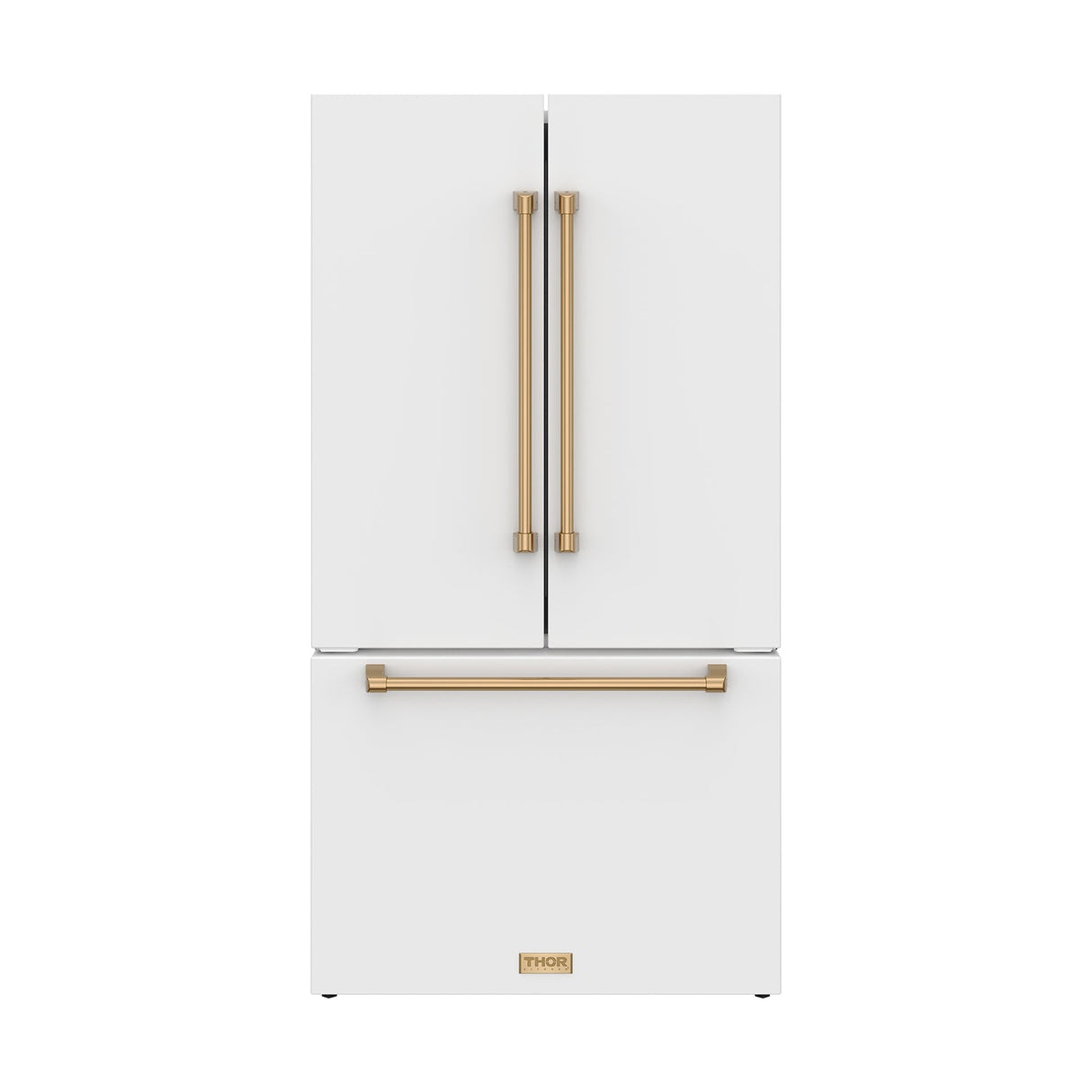 36 Inch French Door Counter Depth Refrigerator With Ice Maker - White/bronze  Gordon Ramsay Series