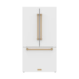 36 Inch French Door Counter Depth Refrigerator With Ice Maker - White/bronze  Gordon Ramsay Series