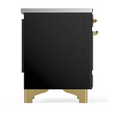 ILVE UMDIB40NR3BKG Majestic III 40 inch Induction Range with 6 Elements, 3.82 cu. ft. Total Oven Capacity (Triple Glass Door, Glossy Black, Brass)
