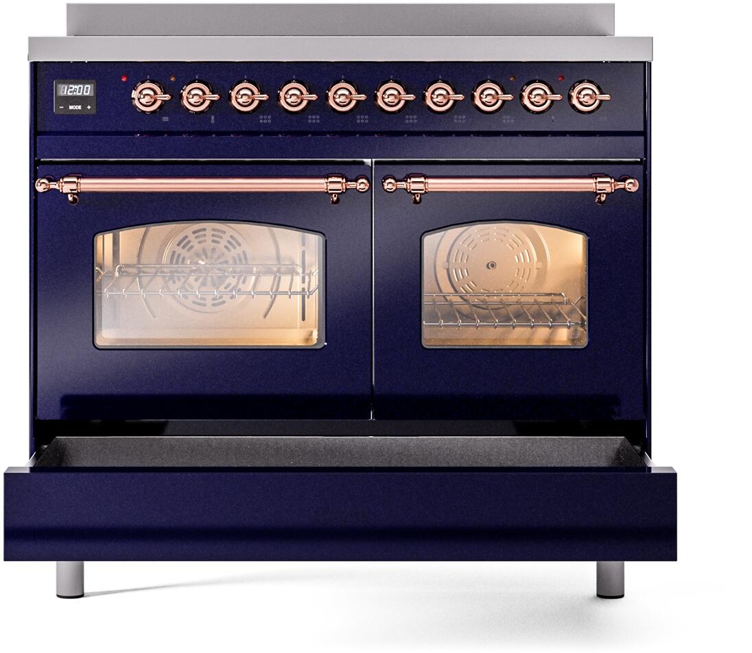 Nostalgie II 40 Inch Electric Freestanding Range in Blue with Copper Trim