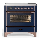 ILVE UMIB36NR3MBP Majestic III 36 inch Induction Range with 6 Elements, 3.5 cu. ft. Total Oven Capacity (Triple Glass Door, Midnight Blue, Copper)