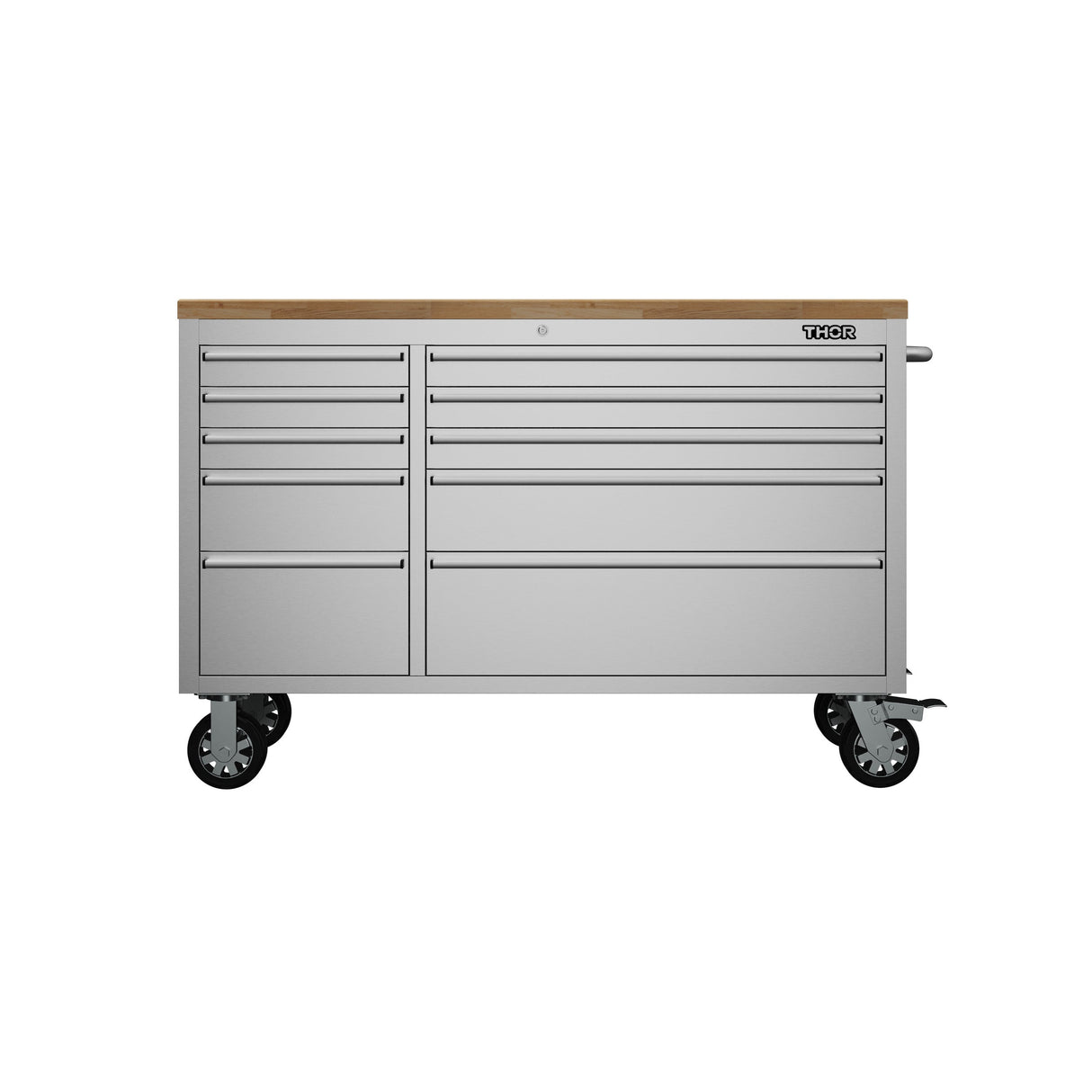 55 Inch 10-drawer Mobile Work Bench In Stainless Steel