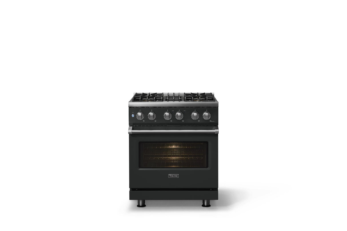 30"W. Dual Fuel Range (Finish: Antique Bronze, Trim: Polished Chrome, Fuel: Natural Gas)