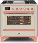 Majestic II 36 Inch Dual Fuel Liquid Propane Freestanding Range in Antique White with Copper Trim